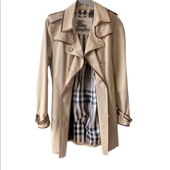Burberry Prorsum Leather Trimmed Trench Sz6 - Picture 1 of 13